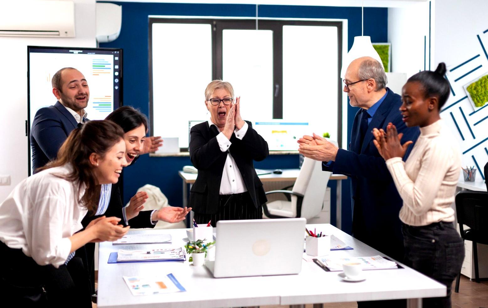 Client meeting discussing financial reports and business strategy